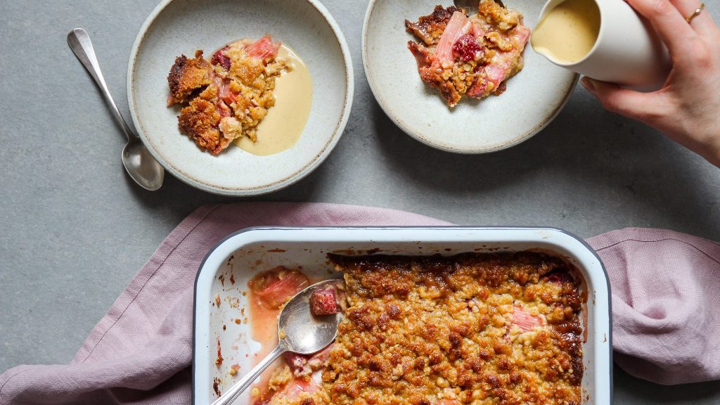 Rhubarb Strawberry & Malt Crumble Recipe
