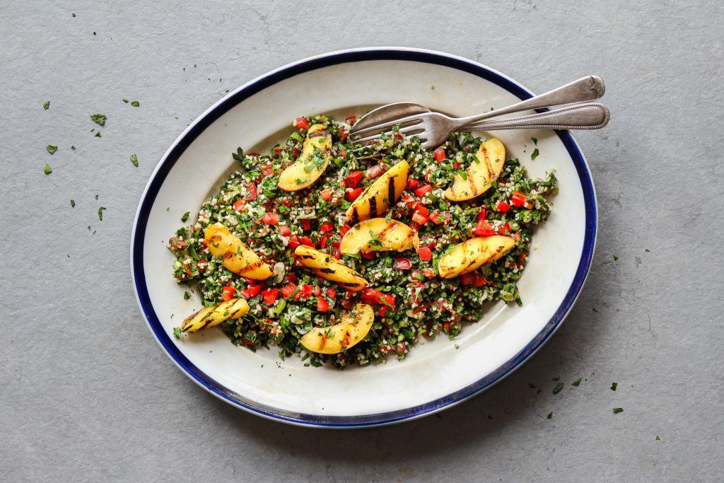 Tabbouleh with grilled peach
